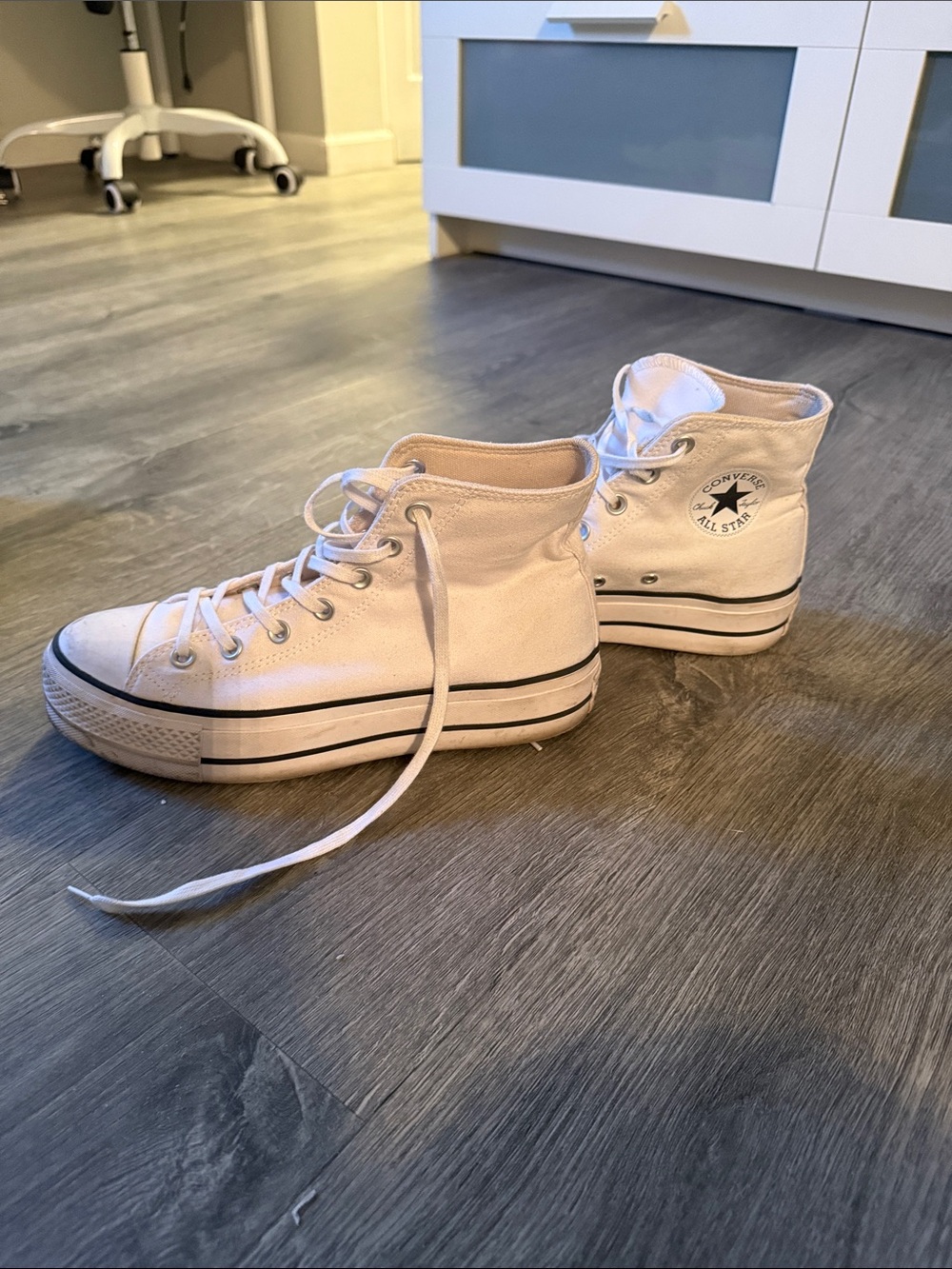Converse Women's High Top Sneakers in Off-White Canvas